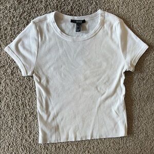 Forever 21 White Fitted Short Sleeve T-Shirt